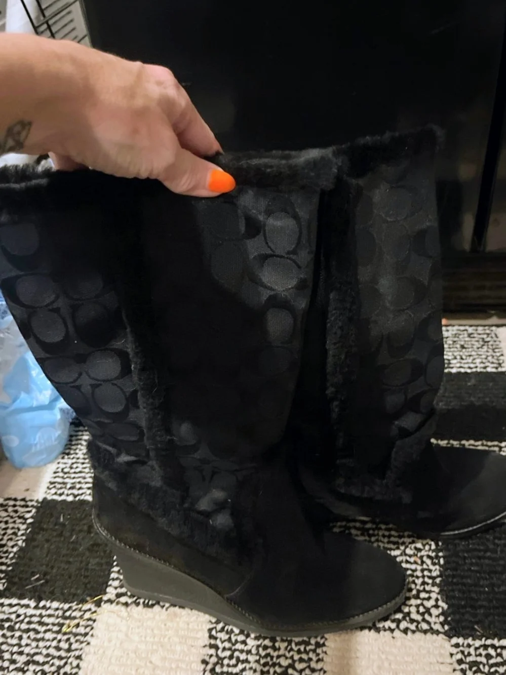 Coach Black Women's Suede High Heel Boots